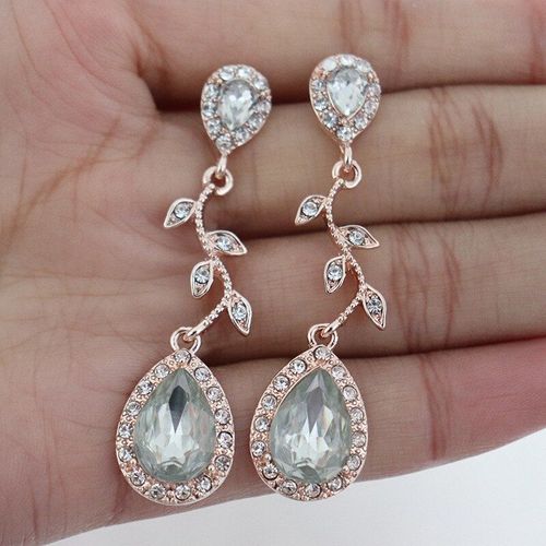 Boucles D'oreilles En Or Rose Pour Femmes, Classique, Élégant, Floral, Créatif, Double Goutte, Bijoux À La Mode Pour Femmes, Fête, Meilleur Cadeau, 50q938