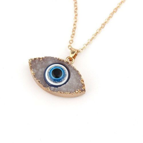 Longue Chaîne En Or Avec ¿Il Maléfique Ethnique Pour Femmes, Collier Minimaliste En Quartz, Noir, Blanc, Turc, Bijoux Porte-Bonheur, Cadeau