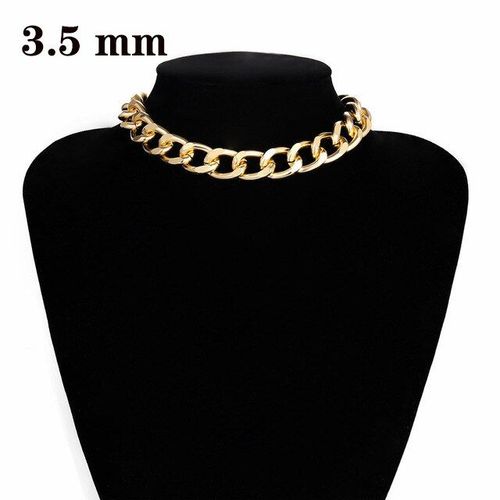 Grand Collier Style Punk Pour Femme, En Aluminium Couleur Jaune Or, Grosse Gourmette Pour Le Coup, Design Hip Hop