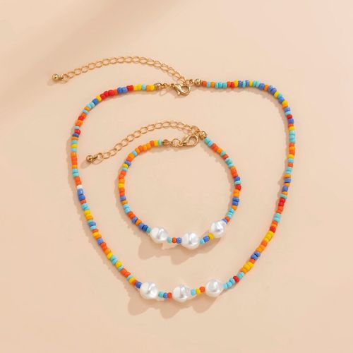 Bracelet Boho Imitation Perle, Chaîne De Perles, Accessoires De Cou De Fiançailles, Ensembles De Bijoux Pour Femmes