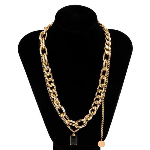 Colliers Avec Pendentif En Cristal Noir Goth, Pour Femmes Et Hommes, Chaîne Épaisse Asymétrique, Ras Du Cou, Grunge, Punk, Bijoux