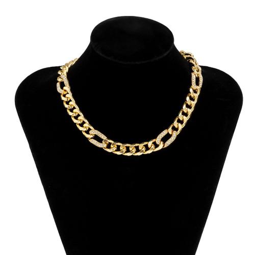 Collier Punk Hip Hop Glacé En Strass, Ras Du Cou, Pour Femmes Et Hommes, Steampunk Gothique, Gourmette Cubaine, Épais, Chaîne