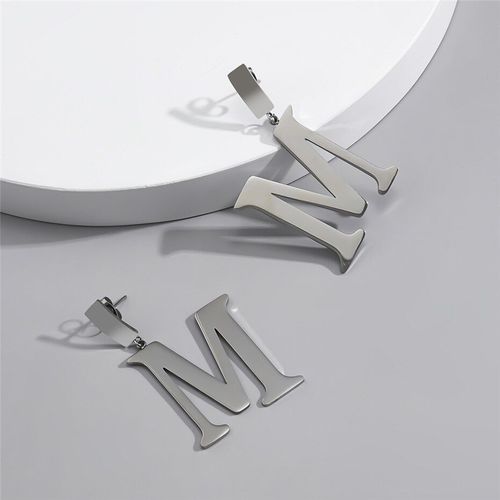 Boucles D'oreilles Alphabet Anglais M Initiales Pour Femmes, Bijoux, Couleur Or, Acier Inoxydable, Fête De Mariage, Accessoires, Nouveauté 2021