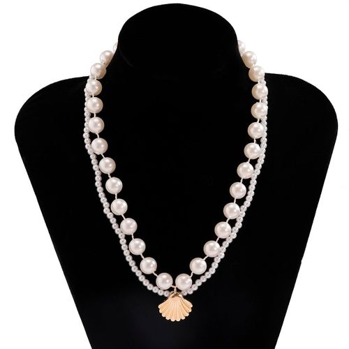 Collier Boho Ras Du Cou Avec De Grosses Perles, Pendentif En Coquillage, Chaînes De Perles Superposées, Bijoux Pour Femmes