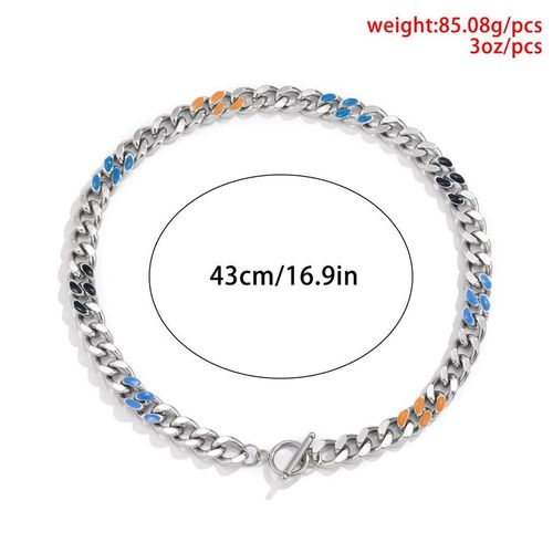 Chaîne Gourmette Cubaine En Acier Inoxydable, Couleur Argent, Pour Femmes Et Hommes, Fermoir À Bascule Steampunk En Métal Grunge, Bijoux Ras Du Cou