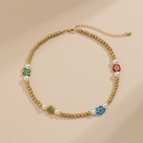 Collier Ras Du Cou Boho Créatif En Résine Glacée, Fleur, Perle Acrylique, Clavicule, Chaîne, Breloque Y2k, Bijoux Cadeaux