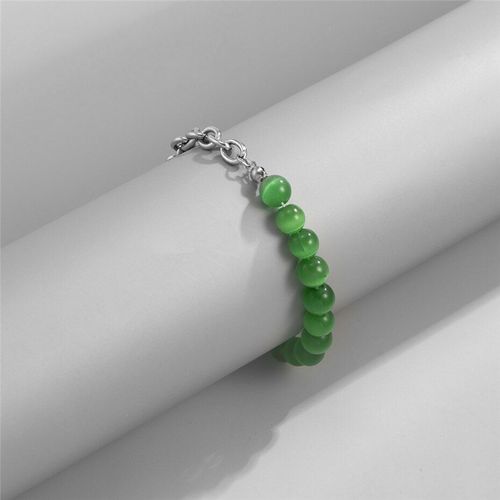 Bracelet De Perles En Acier Et Titane Pour Homme Et Femme, Bijou En Pierre Verte Et Marbre Naturel, Résistant À L'eau, Nouvelle Collection