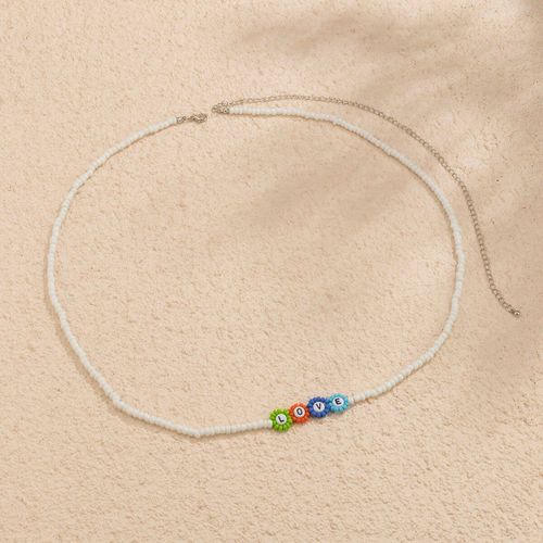Chaîne De Ventre À Fleurs Colorées Pour Femmes, Chaîne De Taille Boho, Lettres D'amour, Perles Décoratives Réglables, Bijoux Pour Femmes, Accessoires De Bikini De Plage