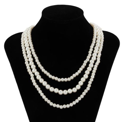 Collier Boho Imitation Perle Fait À La Main Pour Femmes, 3 Pièces, Court, Blanc, Ras Du Cou, Mode, Bijoux Steampunk Pour Hommes, Nouveau