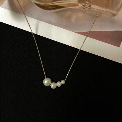Collier De Luxe Avec Pendentif En Perles Pour Femmes Et Filles, Chaîne En Os, Minimaliste, Ras Du Cou, Bijoux De Clavicule