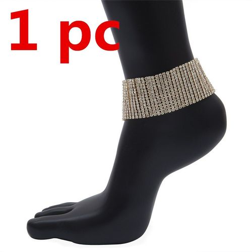 Bracelet De Cheville En Strass Pour Femmes, Bijoux De Plage, Pieds Nus, Sexy, Noir, Cristal