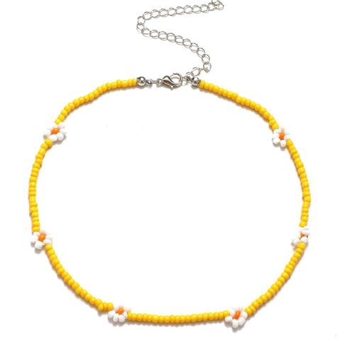 Collier Ras Du Cou Perlé Coloré Pour Femmes, Marguerite, Fleur, Rétro, Chaîne, Court, Bijoux, Cadeaux