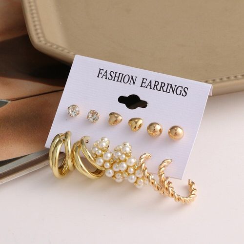 Ensemble De Boucles D'oreilles Géométrique En Métal Doré Pour Femmes, Vintage, Punk, Gothique, Perle En Métal, Goutte, Tendance, 2021