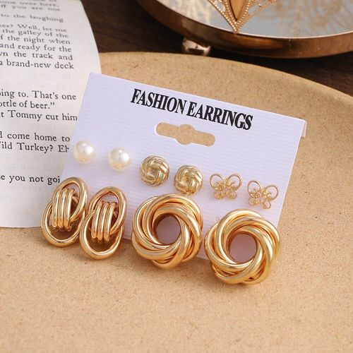 Ensemble De Boucles D'oreilles En Métal Doré Pour Femmes, Style Vintage, Géométrique, Punk, Perle, Goutte, Tendance, 2021