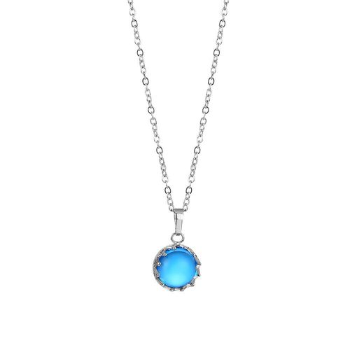 Collier Aurora Bleu Dégradé Pour Femme, Couleur Argent, Chaîne De Clavicule Ronde, À La Mode, Bijoux De Fête