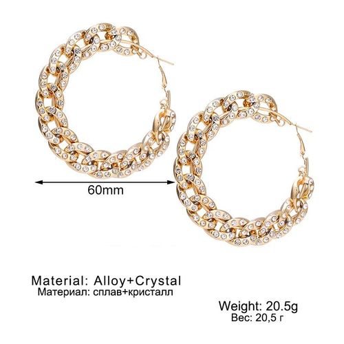 Boucles D'oreilles Punk En Cristal Doré Pour Femmes, Bijoux Gothiques Rétro, Grand Cercle Géométrique Torsadé En Métal