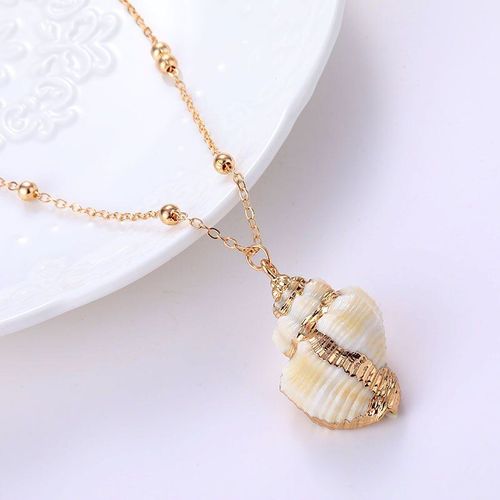 Collier Boho Avec Pendentif En Coquillage De Conque Pour Femmes, Bijoux D'été, 2019