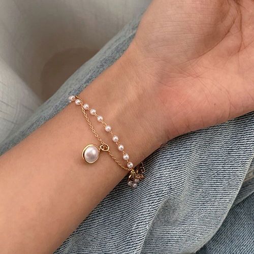 Bracelet En Chaîne De Perles Pour Femmes, Simple, Doux, Imitation De Perle Coréenne, Pendentif, Breloque Tendance, Cadeau, Bijoux