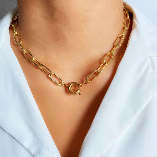 Collier Ras Du Cou À Chaîne Épaisse En Métal Doré Pour Femmes, Style Punk, Tendance Hip Hop, Bijoux À La Mode