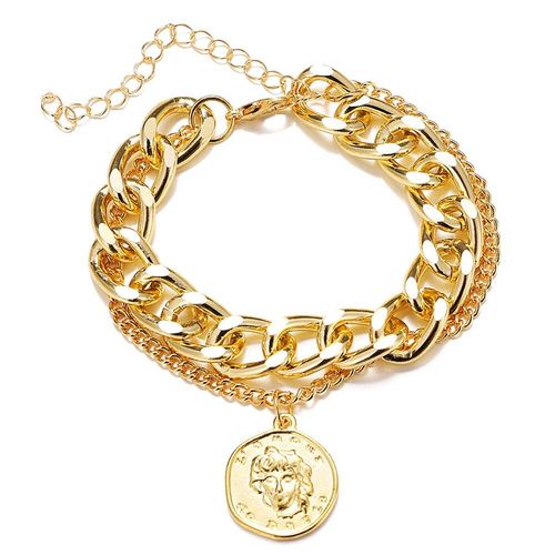 Bracelet En Métal Pour Femme, Chaîne Épaisse, Vintage, Chaîne Torsadée, Breloque Géométrique, Bijoux À La Mode, Cadeau
