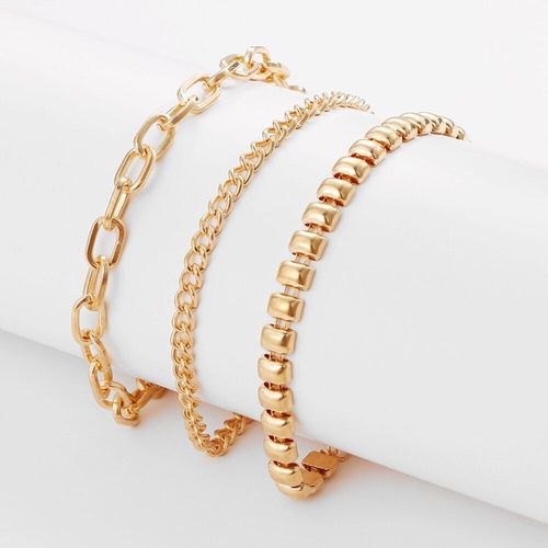 Ensemble De Bracelets De Chaîne En Métal Doré Pour Femmes, Vintage, Punk, Chaîne Géométrique Simple, Breloque Superposée, Cadeau De Bijoux À La Mode