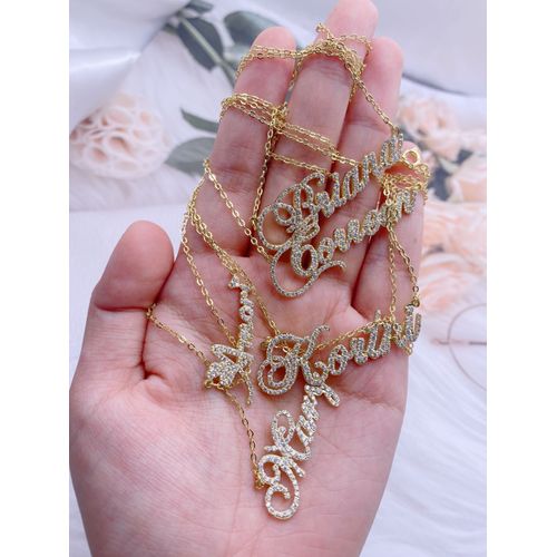 Collier Personnalisé Avec Nom, En Diamant, En Acier Inoxydable, Cadeau Pour Femmes