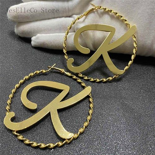 Boucles D'oreilles En Acier Inoxydable Personnalisées, Boucles D'oreilles À Nom Personnalisé, Charmantes À La Mode, Boucles D'oreilles À Lettre Unique