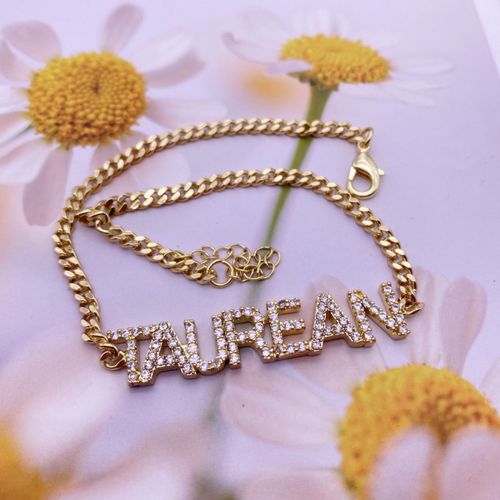 Bracelet De Cheville En Cristal Personnalisé Avec Nom, Bijoux De Pied, De Plage, Été, Plaque Signalétique, Cadeau Pour Petite Amie