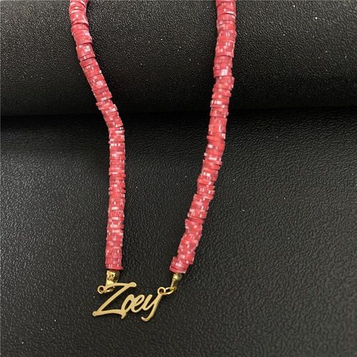 Collier Bohémien Personnalisé En Acier Inoxydable Pour Femmes, Bijoux Avec Nom, Pendentif Ras Du Cou En Perles, Cadeaux De Noël