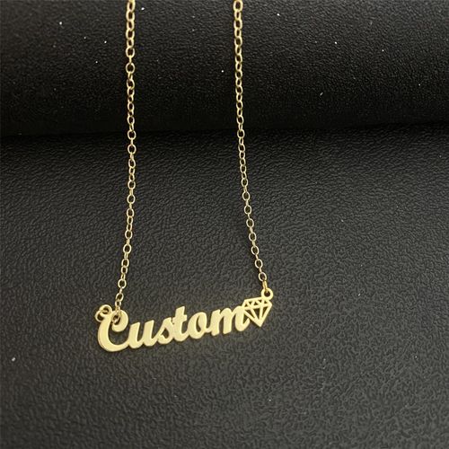 Collier Personnalisé Avec Nom En Acier Inoxydable Pour Femmes, Chaîne De Style Diamant, Pendentif Ras Du Cou, Bijoux Cadeaux De Noël