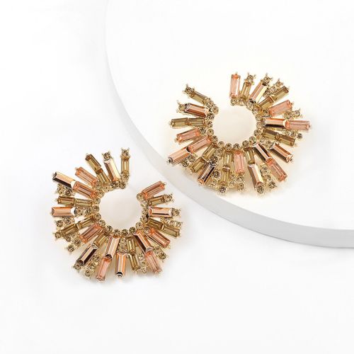 Boucles D'oreilles À Strass Brillants Pour Femmes, Pendentif En Forme De Fleur De Soleil, Accessoires De Bijoux À La Mode Pour Dîner, Nouvelle Tendance