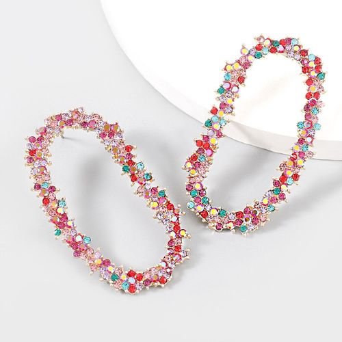 Boucles D'oreilles Ovales En Strass Brillant Pour Femmes, Accessoires De Luxe, À La Mode, Pour Dîner, Mariage, Nouvelle Collection