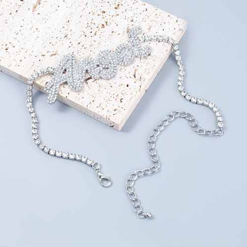 Collier En Alliage De Strass Étincelant Pour Femmes, Nouvelle Tendance, Lettre, Accessoires De Bijoux Pour Dîner, Déclaration De Mode