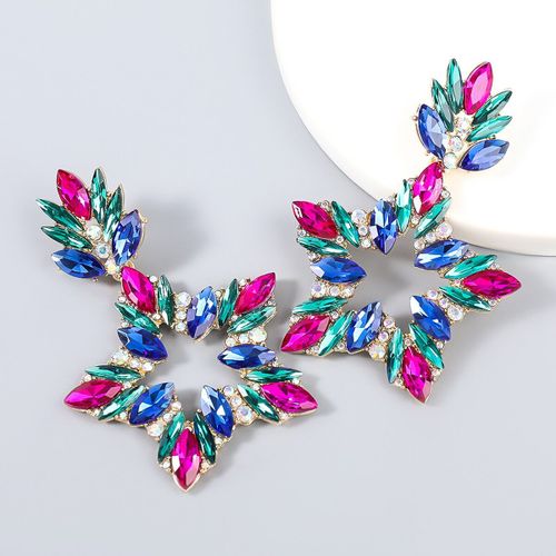 Boucles D'oreilles Scintillantes En Forme D'étoile Et De Strass Pour Femmes, Accessoires De Bijoux À La Mode Pour Dîner, Mariage, Nouvelle Collection