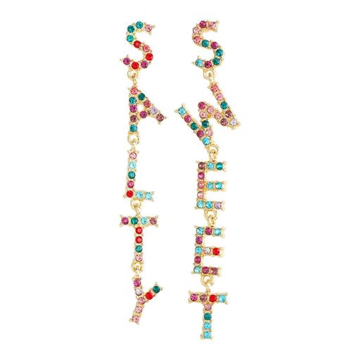 Boucles D'oreilles Avec Pendentif En Strass Multicolore Pour Femmes, Lettre «Sweet Salé», Accessoires De Mode, Nouvelle Tendance