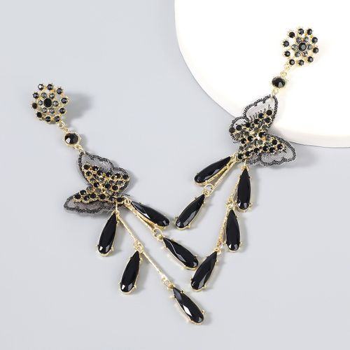 Boucles D'oreilles Scintillantes En Forme De Papillon, Strass, Pendentif Pour Femmes, Accessoires De Bijoux À La Mode Pour Dîner Et Déclaration De Mariage, Nouvelle Tendance