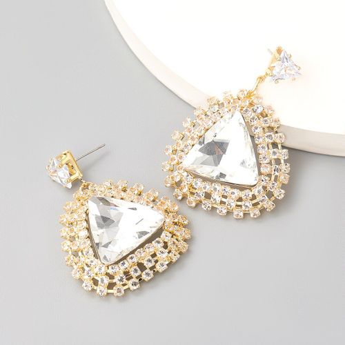 Boucles D'oreilles En Strass De Forme Géométrique Pour Femmes, Accessoires De Bijoux De Fête À La Mode