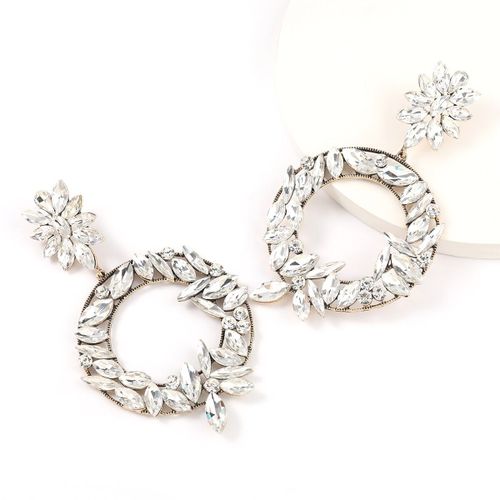 Boucles D'oreilles Pendantes En Alliage De Strass Pour Femmes, Accessoires De Bijoux De Fête À La Mode