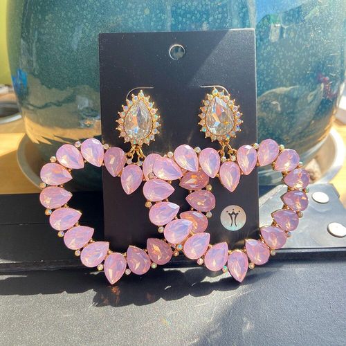 Boucles D'oreilles En Résine Strass En Forme De C¿Ur Pour Femmes, Pendentif Large, Accessoires De Bijoux Pour Femmes, Nouvelle Tendance