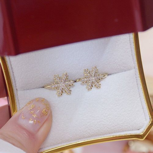 Boucles D'oreilles Flocons De Neige Pour Femmes, Micro Incrusté, Mignonnes, Exquises, De Haute Qualité, Minimaliste, Clip En Os, Accessoires Quotidiens, Cadeau