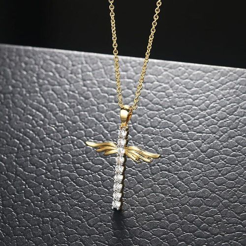 Collier De Prière Chrétienne, Unisexe, En Cuivre Plaqué Or, Zircon, Accessoires Ras Du Cou