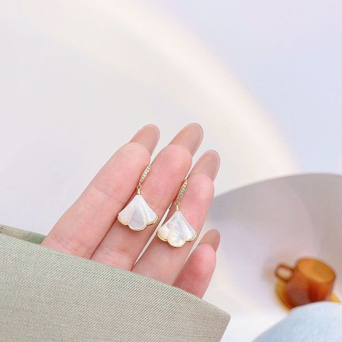 Boucles D'oreilles En Coquillage Naturel Pour Femmes, Pendentif En Zircon Incrusté, De Qualité Supérieure, Fin, Tendance, 2021
