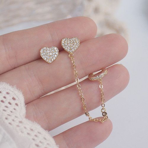 Boucles D'oreilles En Or Véritable 14k Pour Femmes, Bijoux Féminins Anti-Allergie En Zircon, Clip En Os, Bijoux De Mariage Pour Mariée