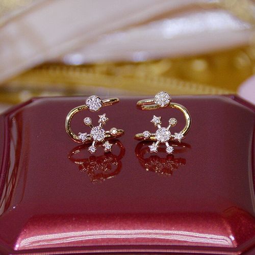 Boucles D'oreilles Flocons De Neige Pour Femmes, Accessoires Créatifs, Sans Oreilles Percées, Zircon Cubique, Aaa, Clip Os, Bijoux, Pendentif