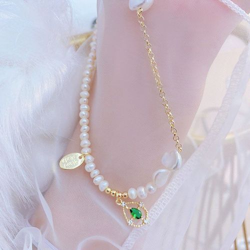 Collier Baroque Naturel France Incrusté De Perles, Qualité Supérieure, Zircon, Émeraude, Bijoux De Luxe Exquis