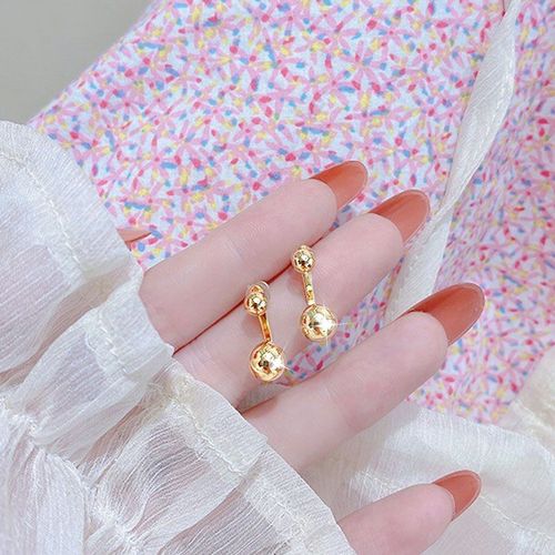 Boucles D'oreilles En Métal Or Véritable 18k, Bijoux Minimalistes, Breloques À Boucle Pour Femmes, Tempérament Exquis, Pendentif, Accessoires De Bijouterie