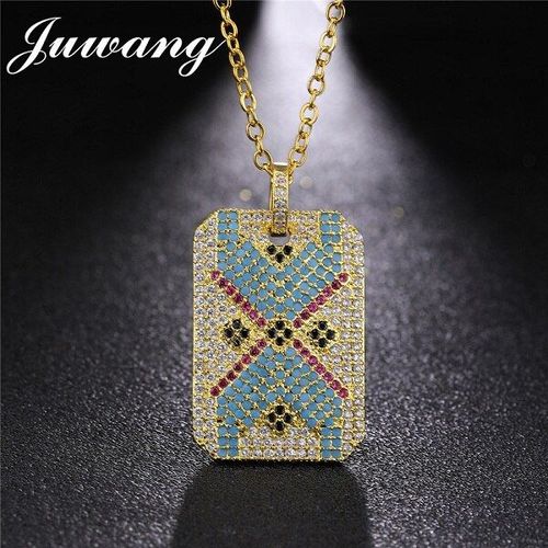 Collier À Pendentif Carré En Cuivre Pour Femme Et Homme, Couleur Incrustée De Zircon, Collier Grec Mauvais ¿Il, Cadeau Exquis À La Mode