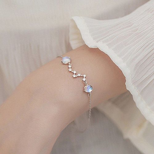 Bracelet En Argent Sterling S925 Pierre De Lune Simple Aaa Zircon Tempérament Femme Réglable, Bracelets Bijoux Pendentif Cadeau