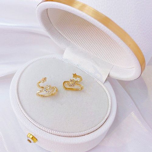Boucles D'oreilles En Forme De Lune Pour Femmes, Géométrie, Étoile, Exquise, Clip En Os, Non Percées, Modèle De Luxe Élégant, Pendentif, Cadeau