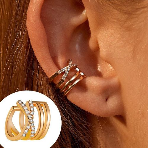 Clip D'oreille Punk En Métal Doré Pour Femmes, 1 Pièce, Manchette D'oreille Sans Piercing Forme C Géométrique, Petite Oreillette, Clips D'oreille, Bijoux Cadeau